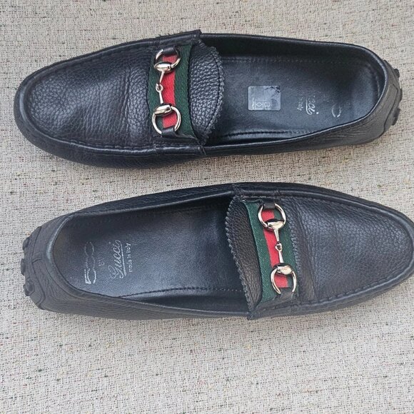 Gucci Men Shoes Slip On Loafer Black Leather Upper Made in Italy Size 40.5 Auth - Picture 4 of 15